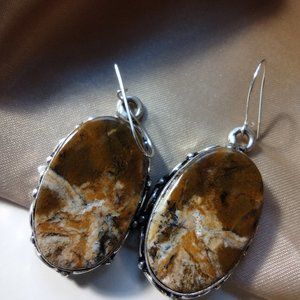 BEAUTIFUL FRUIT JASPER OVAL EARRINGS
